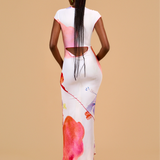 SISI COWL BACK ASYMMETRIC GOWN - WHITE