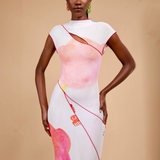 SISI COWL BACK ASYMMETRIC GOWN - WHITE