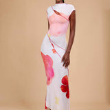 SISI COWL BACK ASYMMETRIC GOWN - WHITE