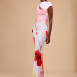 SISI COWL BACK ASYMMETRIC GOWN - WHITE