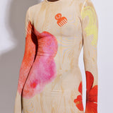 OHEMAA LONG SLEEVE FITTED MAXI DRESS - CLAYLIGHT