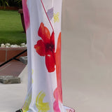 SISI COWL BACK ASYMMETRIC GOWN - WHITE ILÉ PRINT