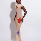 SISI COWL BACK ASYMMETRIC GOWN - ILÉ PRINT (Made to Order)