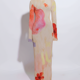 OHEMAA LONG SLEEVE FITTED MAXI DRESS - CLAYLIGHT